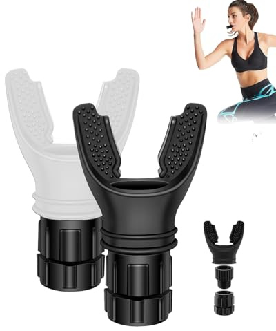 HAPZUR Entrenador Pulmonar y Respiratorio Portátil, 2 Pcs (Negro/Blanco) que ayuda a aumentar la capacidad pulmonar y fortalecer los pulmones.