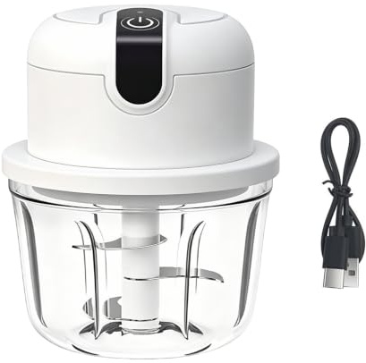 Hachoir Électrique 350ML, Mixeur Blender, Mini Robot Mixeur, Rechargeable USB, hachoir Automatique pour Oignons, Ail, Viande, Légumes