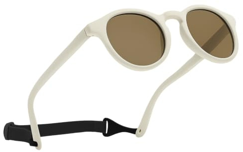 Muanwk Newborn Baby Sunglasses 0-6 Months, Infant Sunglasses 6-12 Months | Soft Silicone Frame Infant Outdoor Baby Sunglass with Strap Polarised Cute Round, for 0-36 Months Toddler Newborn Boys Girls