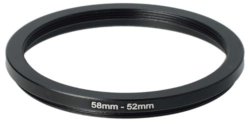 vhbw Anillo Adaptador Step Down de 58 mm a 52 mm para Objetivo de la cámara - Adaptador de Filtro, Metal, Negro