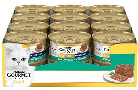 GOURMET Gold Cibo Umido per Gatti Adulti Mousse con Coniglio - 24 Lattine da 85 g