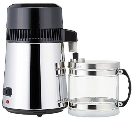 4L Electric Dental/Travel/Home Water Distiller Countertop Stainless Steel Water Purifire w/Glass Bottle Moonshine Still