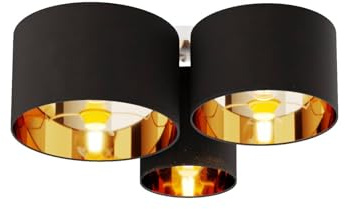 Lindby Taklampa 'Laurenz' (modern) i Svart av textil/siden för vardagsrum matsal (3 lamor, E27) - Textil taklampa, lampa