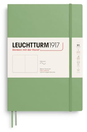 LEUCHTTURM1917 363929 Notizbuch Composition (B5), Softcover, 123 nummerierte Seiten, Salbei, Blanko | 123 nummerierte Seiten, chamoisfarbenes Papier, säurefrei, Fadenheftung, Falttasche