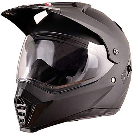 Casco da Motocross Donna Uomo Casco Moto Cross con Doppia Visiera, Casco Enduro Casco Integrale da Discesa MTB Quad MX Offroad ATV Downhill Motorino Scooter Motoslitta Sport, 3 Colori,Nero,L