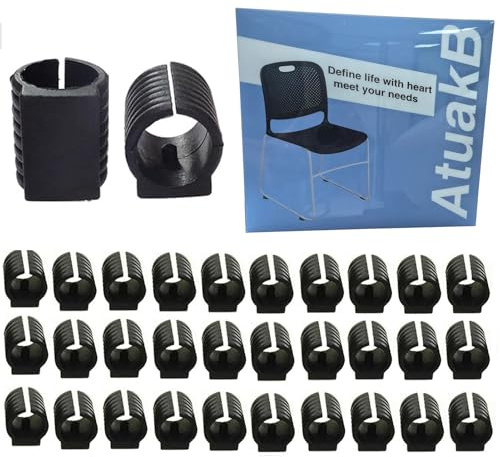 32 Stück Kunststoff Klemmschalengleiter Stuhlgleiter Für Freischwinger Stuhlgleiter Bodenschongleiter Silencer Möbelgleiter Für Runde Rohre (19mm,Schwarz)