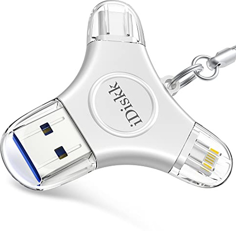 App-le Certified iDiskk 128GB Phone flashdrive iPhone 17 16 Photo Stick USB C iPad Pro Android Samsung for iPhone 15/14/14 PRO/13/13 PRO/12 pro/12 Mini/XR/X, iPhone USB Storage for PC,MacBook