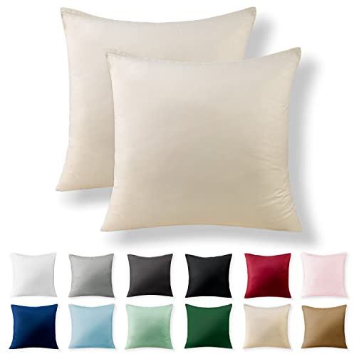 Alreya 2er-Set Renforcé Kissenbezug 80 x 80 cm - 100% Baumwolle mit Reißverschluss, Superweicher Kopfkissenbezug 80x80, Kissenhülle, Beige, nur Kissenbezug