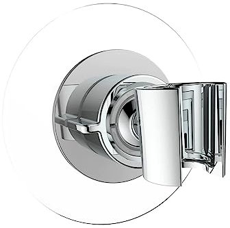 Wenko Soporte para Cabezal de Ducha De 360°, Soporte de Ducha Manual de Plástico para Fijarlo A Superficies Lisas Sin Taladrar con Una Almohadilla Adhesiva Especial, 8 X 7.5 cm, Cromado