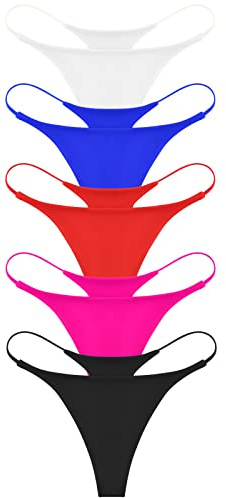ETAOLINE Damen String Tanga Bikinihose Stringtanga Solide, 5er Pack, 42