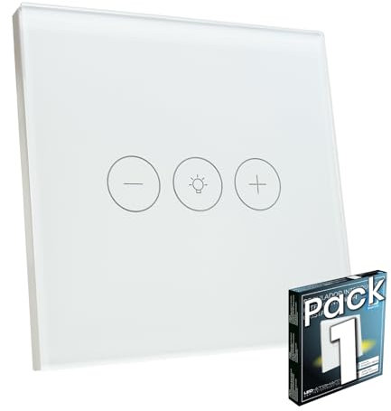 LED ATOMANT Regulador de Cristal Inteligente Wifi, Regulador luz de pared, Control Mediante APP Smart Life, Compatible con Alexa y Google Assistant, Pulsador Tactil Atenuador Iluminacion