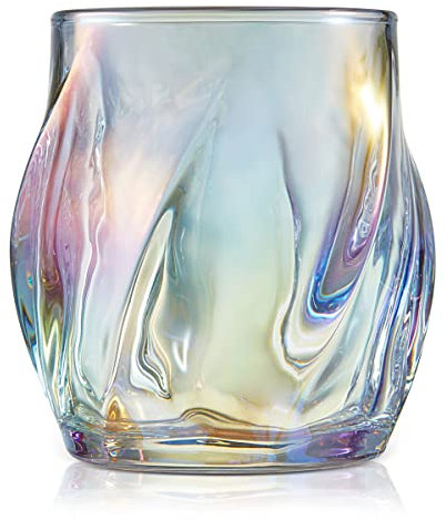 ANBFF Whiskey Glasses Set of 2, Colorful Rock Glass, 8.5 OZ Drinking Glasses, Creative Twisted Crystal Old Fashioned Tumbler for Bourbon, Scotch, Cocktail, Tequila, Wine, Rum
