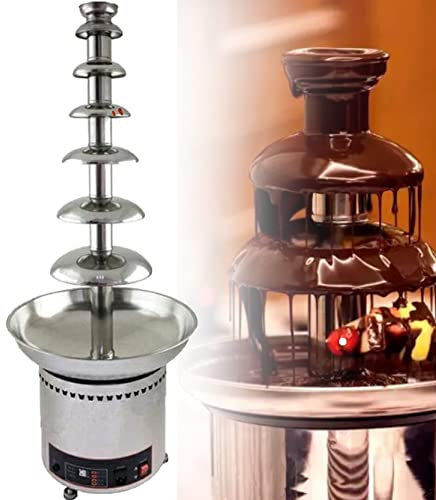 JINTAOMA Mini Chocolate Fondue Fountain, Stainless Steel Electric Chocolate Fondue Fountain Machine, 300W Stainless Steel Buffet Equipment for Party Wedding Birthday Christmas,7floors