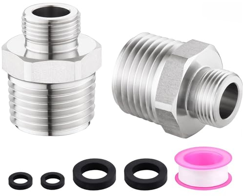 Carvedexquisitely Rv Faucet Adapter,NPT 1/2 to Compression 3/8 Reducer Faucet Supply Line Adapter,Stainless Steel 304 Compression Fitting for RV Kitchen Plumbing 2 Pack