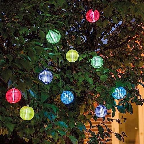 JIAPEI Solar LED Lampion Lichterkette Außen 8M 30er LED 8 Modi IP65 Wasserdicht Beleuchtung Laternen Dekoration für Garten, Terrasse, Balkon, Party, Hof, Hochzeit (Bunt)