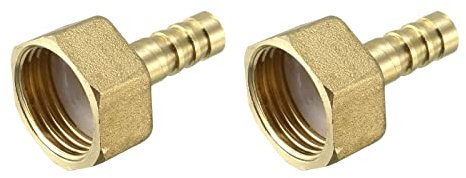 QUARKZMAN Raccordi in Ottone 10mm Spina 1/2 PT Femmina Filettatura Raccordo Tubo Flessibile Connettore Adattatori per Tubo Flessibile Collegamento Giardino [2 Pezzi, Tono Oro]
