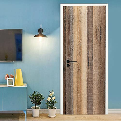 A.Monamour Türtapete Selbstklebend Türfolie Türposter 3D Holzbohlen Brett Holz Textur Hintergrund Vinyl Folie Türdeko Tapete Wandbild Türaufkleber Türtattoo 85 x 200 cm