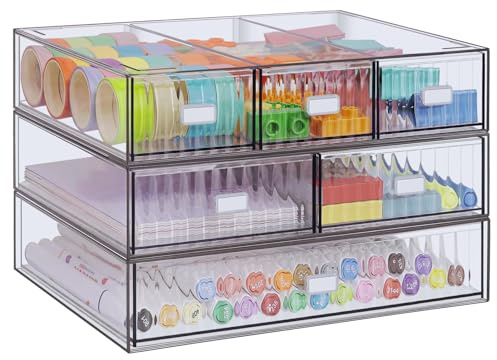 Stapelbarer Organizer mit 3 Ebenen, 6 Schubladen, Kunststoff-Schreibtisch-Aufbewahrungsbox, Schreibtisch-Schubladen, abnehmbare Make-up-Aufbewahrung, Büro, Schreibwaren, Organizer für die Schule