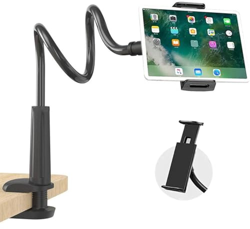 VENQI Schwanenhals Tablet Halter, Tablet Ständer für Bett Schwanenhals Mount Flexible Arm 360 Clip, Flexible Arm Clip Tablet Halterung Kompatibel mit iPad mini Pro Air, Switch, Mehr 4.7-11 Gerät