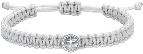 JENDEAR SHINE Bracelet Croix Homme, Chaîne en Corde Tressée à la main Réglable, Cadeaux pour Homme