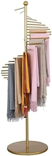 Rotatable Scarf Rack Holder, Home/Commercial Floor Standing Organizers Stand For Silk Scarf/Fabric/Shawl, 28/30 Hang Rods,Gold,Hanging Rods x 28