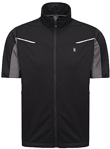 Little Donkey Andy Leichte Softshelljacken für Herren, Winddichte kurzärmelig Sweatjacke für Wanderungen, Radsport, Laufen, Golf Schwarz XL