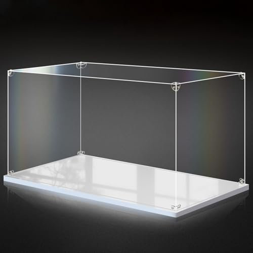 Acryl Vitrine Vitrine mit Transparentem Boden und Weißem Sockel, Staubdichte Vitrine aus Acryl für Sammlerstücke, Aufbewahrungsbox zum Selbstaufbau für Actionfiguren / Modelle(30cm(12)x30cm(12)x40cm