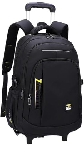 BaotyJie Rollrucksack, Computertasche, tragbare verstellbare Riemen, Laptop-Rucksack mit Rädern, Trolley-Koffer für Übernachtungen, Business, Gelb 2 Kleines Rad