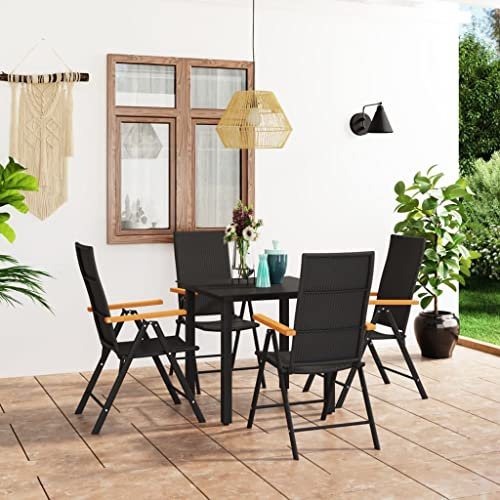 LXYZWRW Gartenmöbel-Set, 5-teilig, Schwarz und Braun, Gartenmöbel-Sets