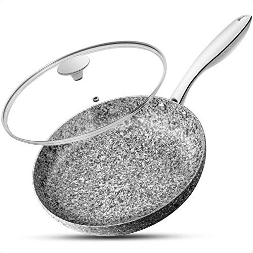 MICHELANGELO 20CM Non Stick Frying Pan with Lid, Stone-Derived Coating Omelette Pan, Oven Safe