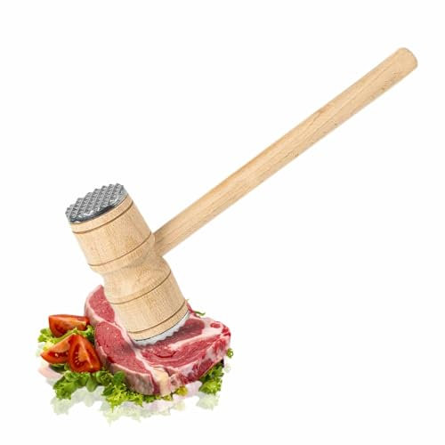 Meat Tenderizer Meat Hammer Meat Mallet Meat Tenderizer Needle Meat Tenderizer Mallet Steak Chicken Poultry Beef Pounder Tool for Kitchen BBQ Wooden Handle Stain Less Steel Kitchen Chef (1 Piece)