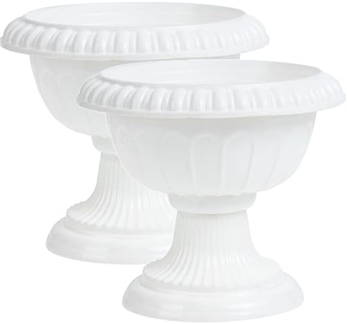 NUOBESTY Wedding Flower Pot Vintage Plastic Planter 6.3 Inch European Style Decorative Flower Vase for Silk Flowers Home and Wedding Decoration