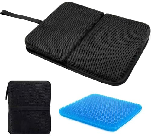 Cuscino da seduta portatile in gel, pieghevole, da viaggio, design a griglia in gel, cuscino pieghevole per sedili in aereo, campeggio, voli, pendolari, sedia da ufficio, sedia a rotelle, per