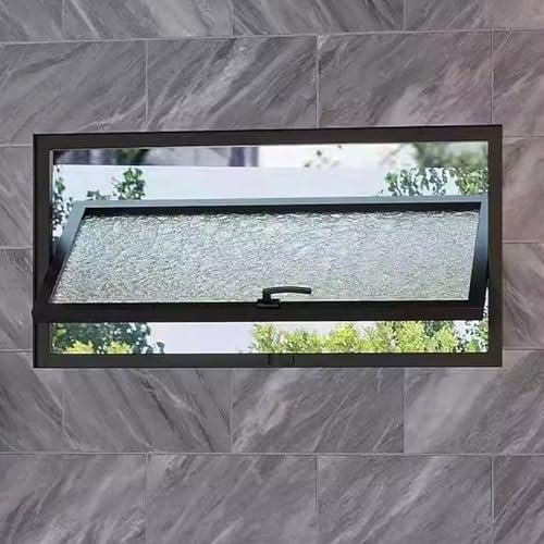 WhamtL Schiebefenster Drehbares Badezimmerfenster Oben und Unten, Verschließbares Küchen/Dusch/Kellerfenster, Rechteckige Schiebefenster für Mehr Privatsphäre, Einfache Montage(20x16in(500x400mm))