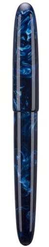 Asvine C80 - Penna stilografica con pennino fine #8, penna grande artigianale con convertitore, custodia per penna, collezione set (Blu Galassia)