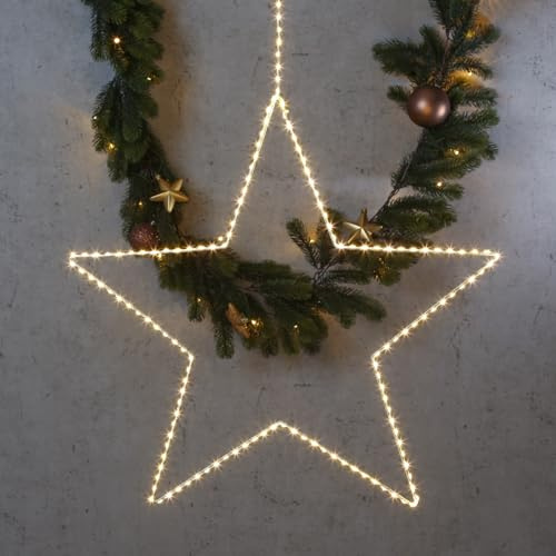 MARELIDA LED Stern Leuchtstern Metallstern Weihnachtsstern für Innen/Außen (60cm 180 LED)