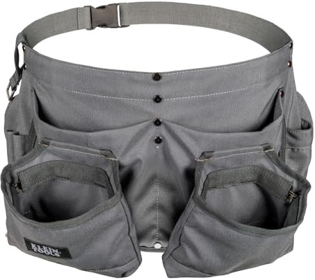 Klein Tools 21024 Werkzeugschürze mit 8 Taschen, strapazierfähiges Enten-Segeltuch mit genieteten Nähten, verstellbarer Arbeitsgürtel für Damen und Herren, 116,8 cm Länge, abnehmbare Maßbandschlaufe