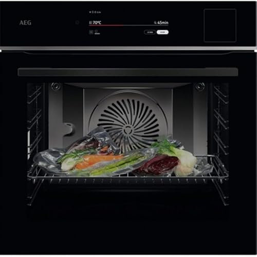 AEG Horno Multifunción TP9SB831AB, 70 L, Limpieza a Vapor, 25 Funciones, 168 Programas Automáticos, Sonda Térmica, Cocción a Vapor, Pantalla Tactil, Conectividad Wifi, Negro