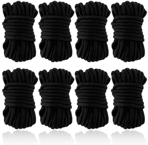 LDXDRU Corde de bondage - 8 x 10 m - Épaisseur : 7 mm - En coton doux - Corde décorative - Corde torsadée - Corde décorative - Corde tressée pour bricolage, voyage, suspension, jardin, corde (noir)