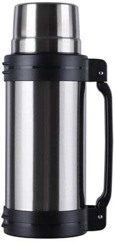 Botella de agua térmica de acero inoxidable de 2 l a prueba de fugas con asa y taza portátil para bebidas frías y calientes.