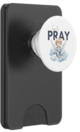 Design cristiano con scritta Time to Pray Angel Cloud PopSockets PopWallet per MagSafe