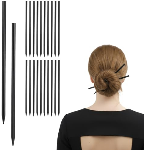 22PCS Chinese Wooden Hair Sticks, Vintage Wooden Hair Sticks, Chinese Style Pencil Long Hairpins, Black Chopstick Bun Clips, Hairstyles Decorative Accessories for Women