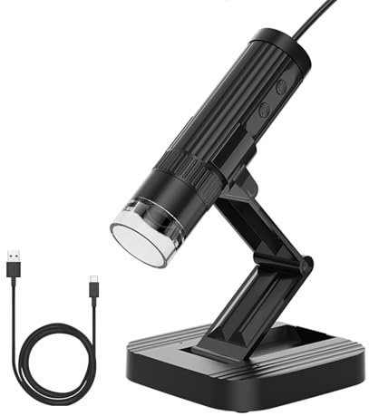 Yctze Digitalt Mikroskop Barn - Desktop USB-Mikroskop Handhållet Digitalt Mikroskop Vuxna Barn Myntmikroskop 50X-1000X Förstoring Foto 1080P Video Inbyggd LED-fyllningslampor med (Svart)