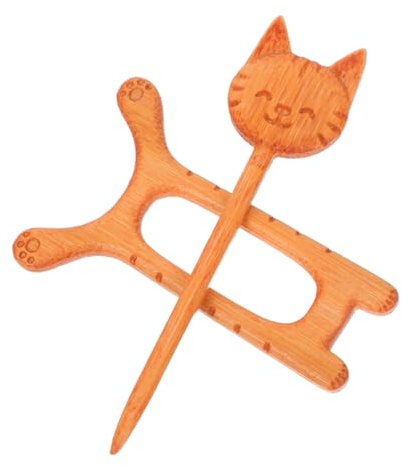 Toyvian Broche Chat en Bois Légère et Résistante Épingle à Châle Décorative à Motif Animalier Accessoire pour Pulls et Cardigans Broche Cartoon Mignon pour Femme Bijou Automne-Hiver