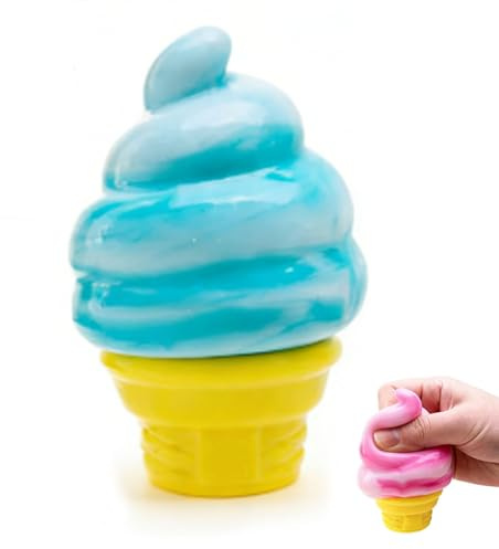 Ice Cream Squeeze Squishy, Ice Cream Cones Squeeze Squishy, 𝐈ce 𝐂ream 𝐒quishy, Slow Rise Sensory Fidget Toy (Blue)