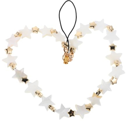 Cabilock Llavero para Teléfono Celular Cuentas y Colgante de Estrella de Cinco Puntas, Cadena Decorativa Multifuncional para Bolso, Accesorio Estético para Móviles, Diseño Resistente