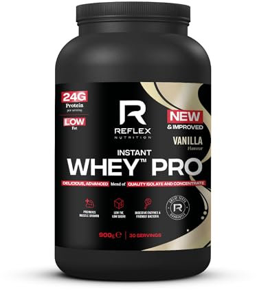 Reflex Nutrition Instant Whey™ Pro - 80% Whey Protein Powder, Low Fat, Low Sugars - Thin Textured Protein Shake for Post Workout Muscle Growth or Tasty Protein Snack (Vanilla, 900g, 30 servings)