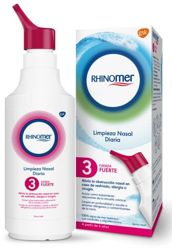 Rhinomer, Spray Nasal 100% Agua de Mar, Fuerza Fuerte 3, para Adultos y Niños a partir de 6 Años, 135 ml