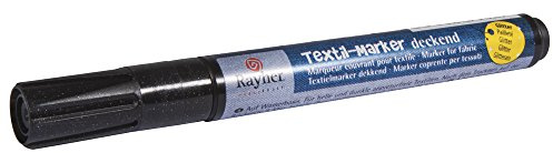 Rayher - Pennarello per Tessuti con Glitter, Punta Tonda, 1-2 mm Nero