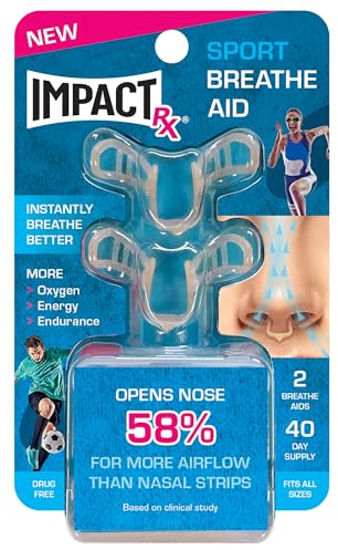 Sport Intra Nasal Breathe Aid. One Size fits All. Opens Nose by 58% for Improved Airflow, with Potential Performance Benefit. Great for Cycling and Most Non-Contact Sport, Skin, (Pack of 2)